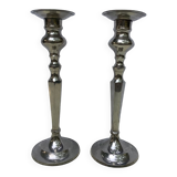 Pair of vintage silver metal candlesticks