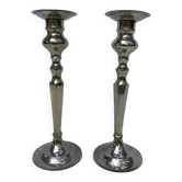 Pair of vintage silver metal candlesticks
