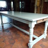 Antique solid oak farmhouse table with turned legs