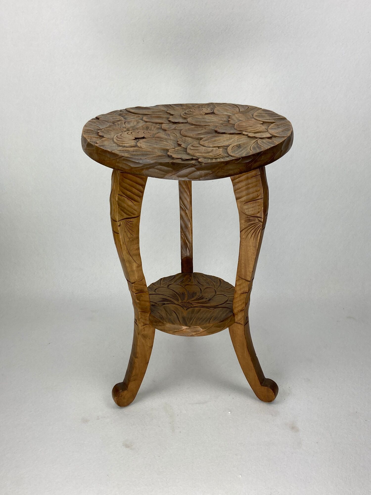 Antique Japanese hand carved side table, Liberty London ca 1905