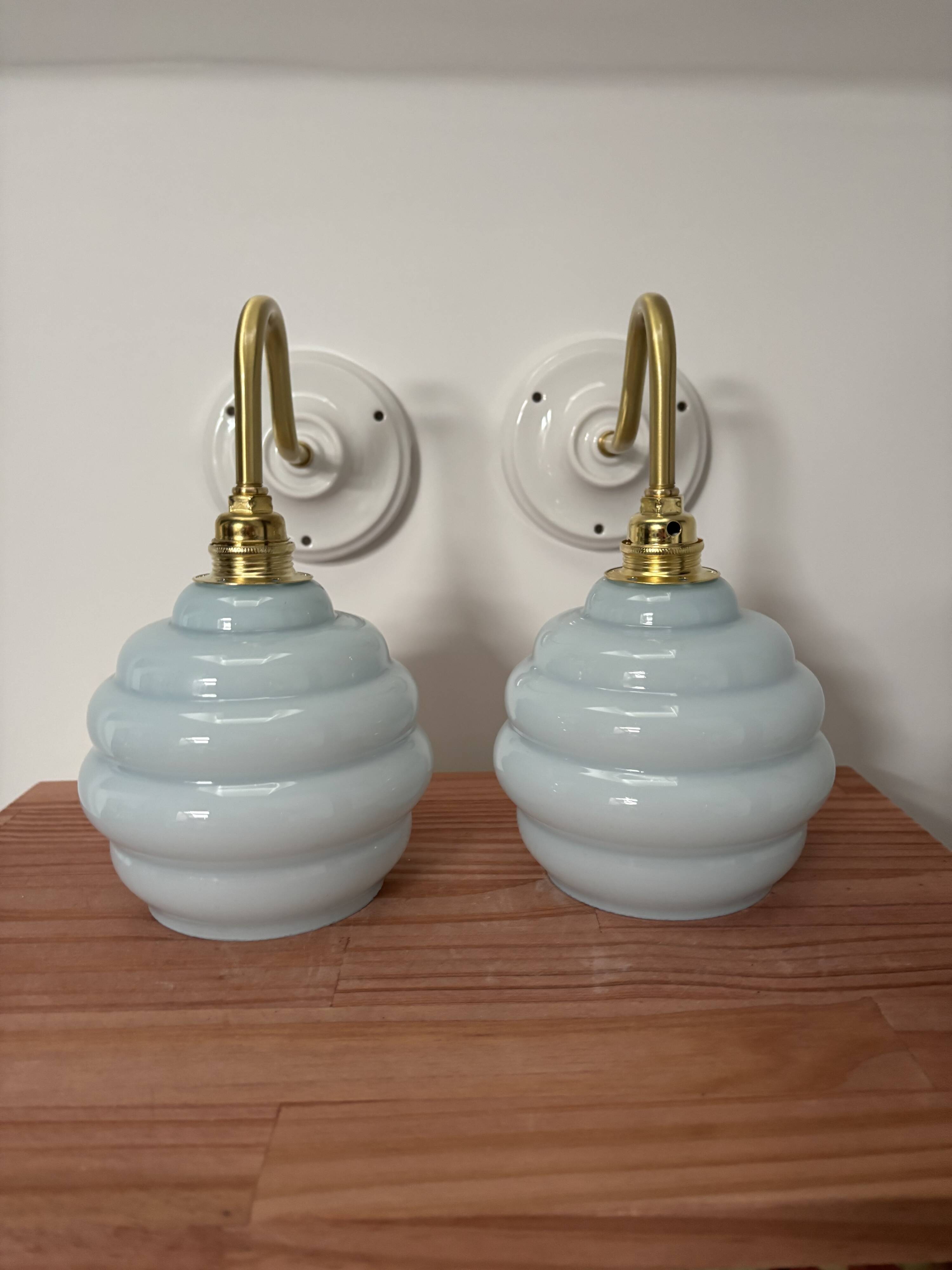 Pair of Art Deco swan neck wall lights