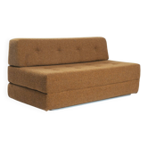 Bauhaus style tubular sleeping sofa in yellow ocre wool