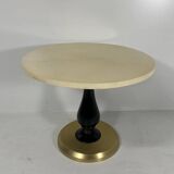 Italian Art Deco Coffee Table in Parchment, Black Lacquer and Brass