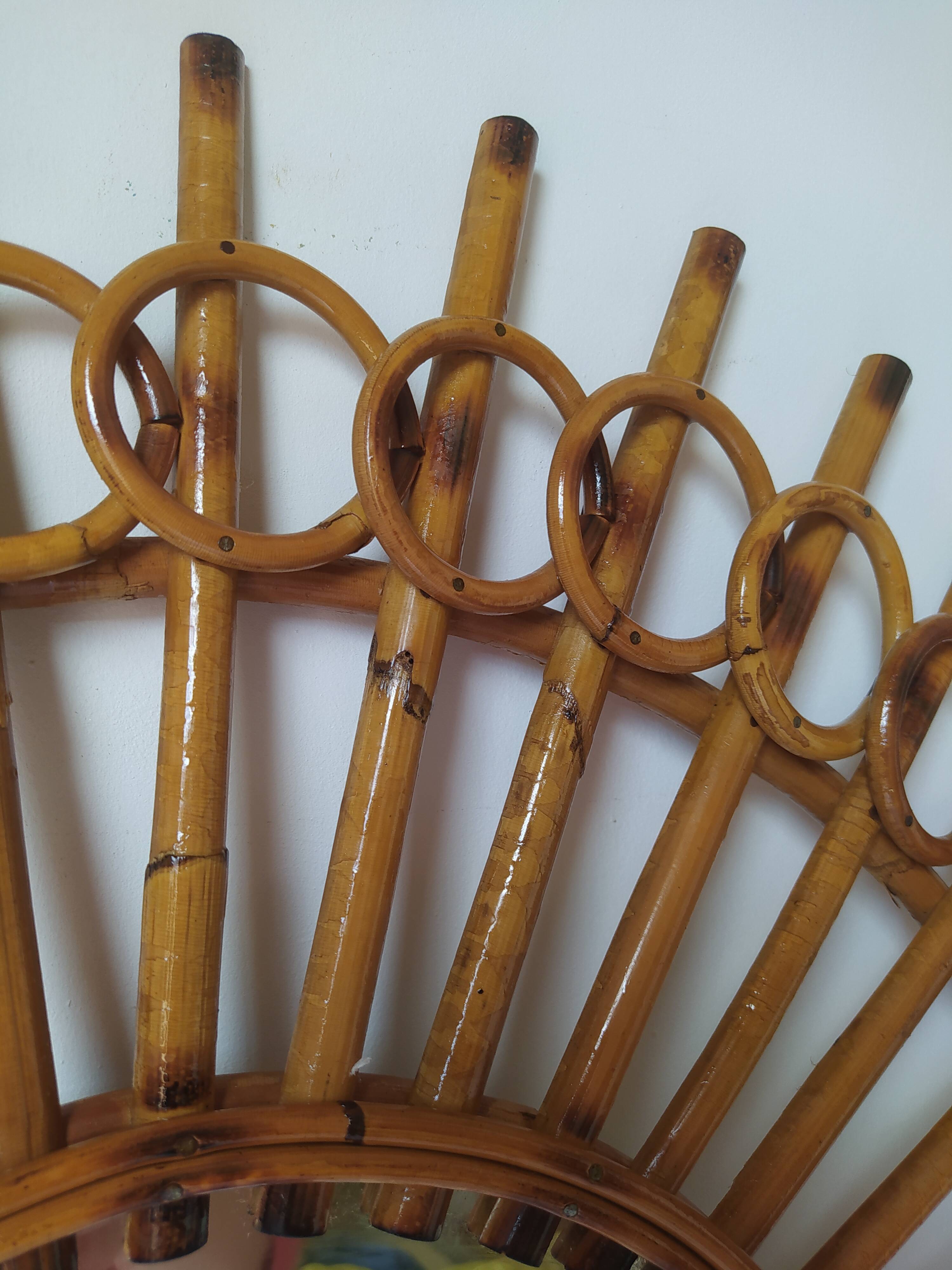 Vintage bamboo mirror 64cm