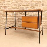 Modernist desk with suspended drawer unit, French work from the 1950s.