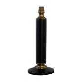 French mid-century black leather and brass table lamp