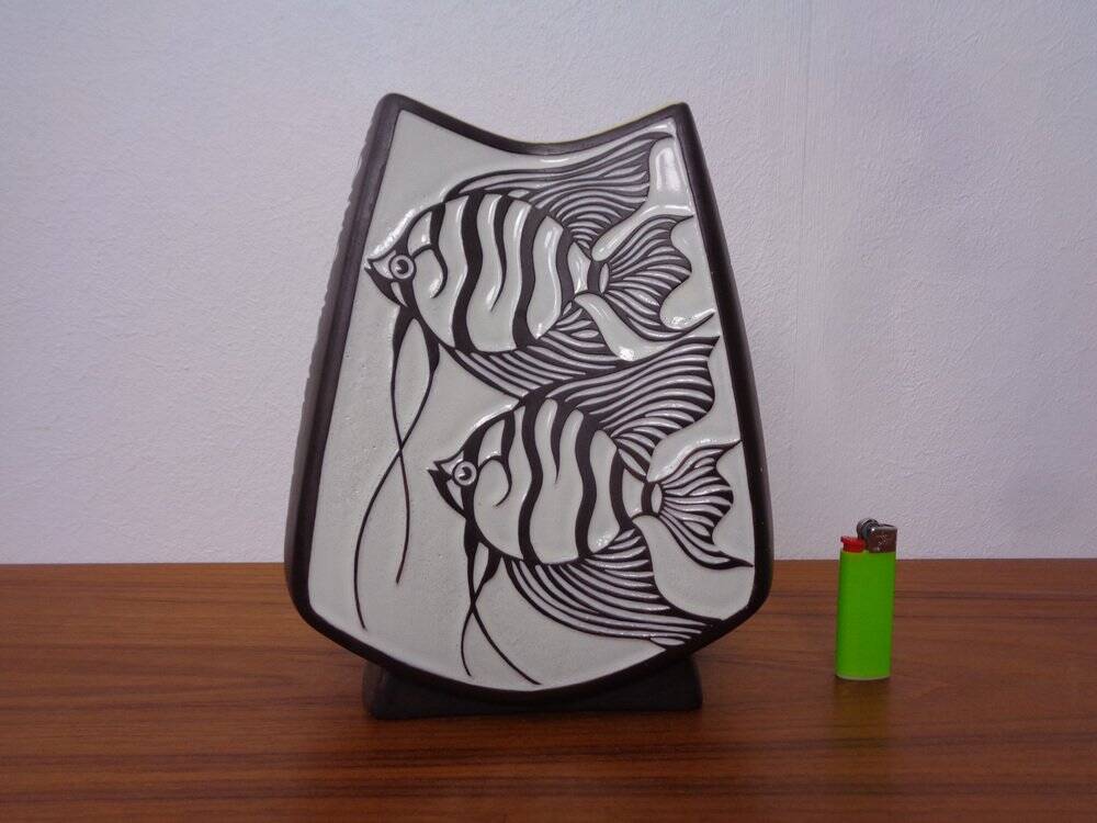 Studio ceramic vase with fishes from Carstens / Goldscheider, 1950s