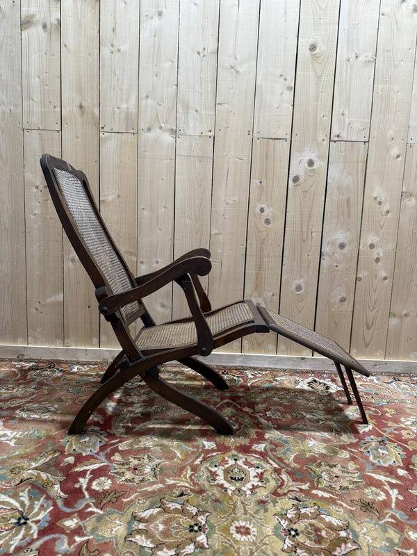 Chaise longue de bateau pliable en cannage