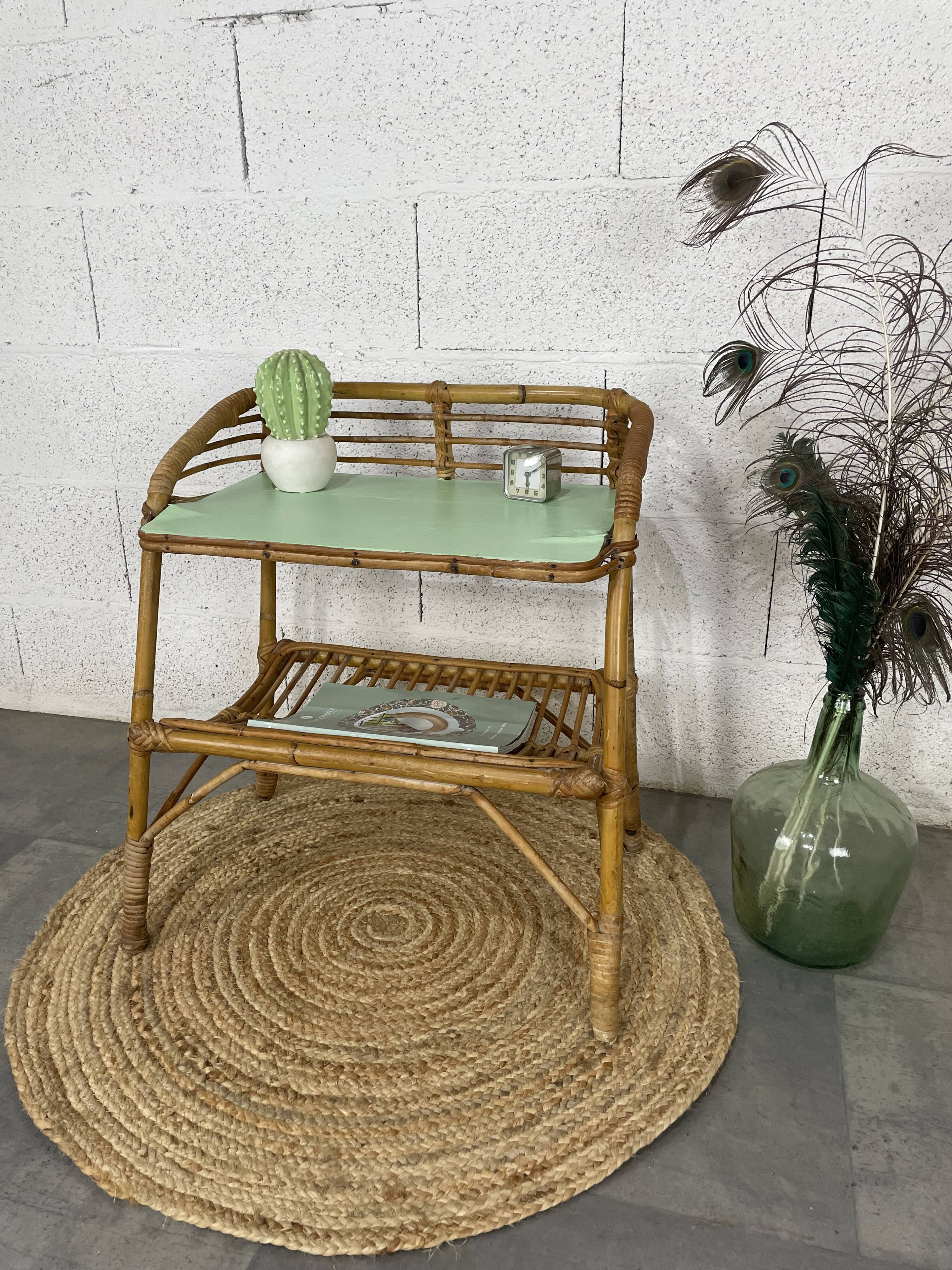 Vintage rattan bedside table