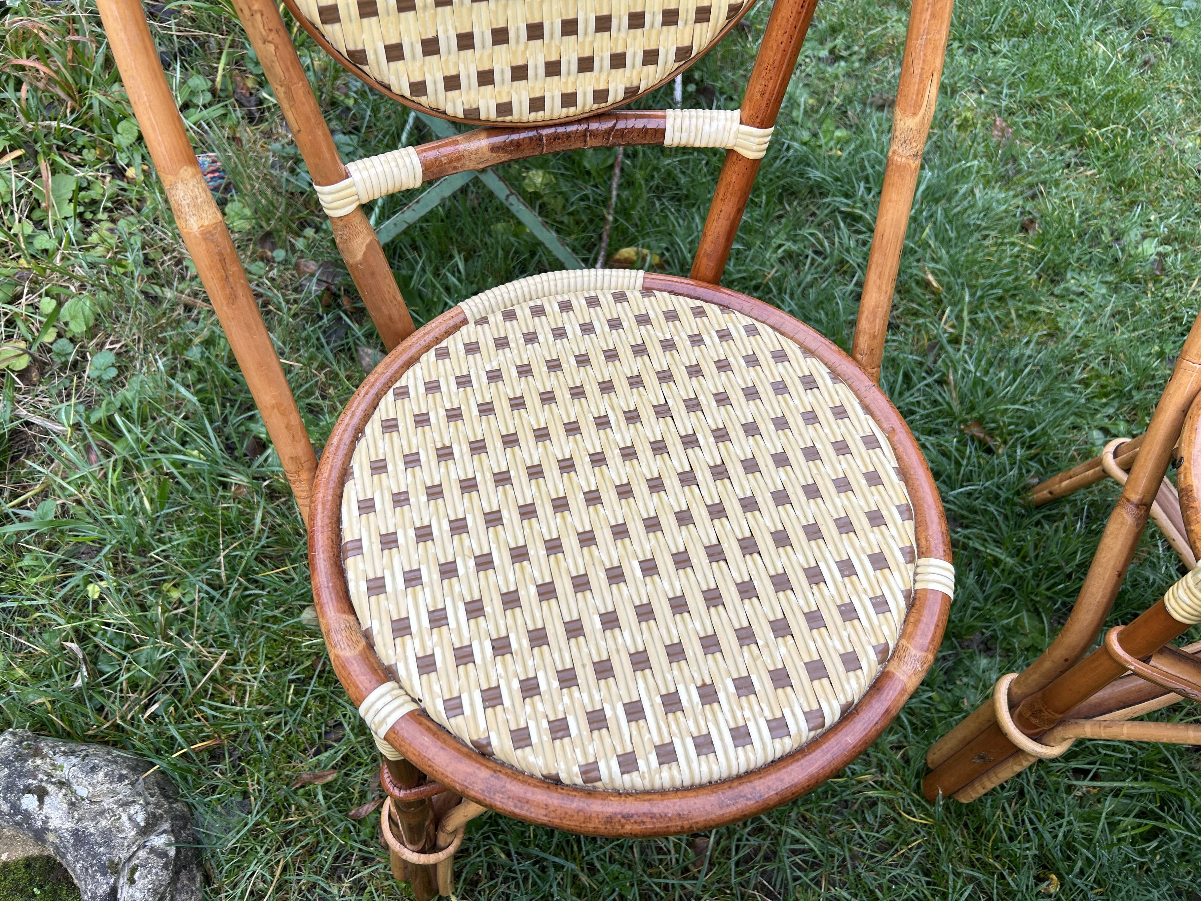 4 rattan and scoubidou Hardy chairs