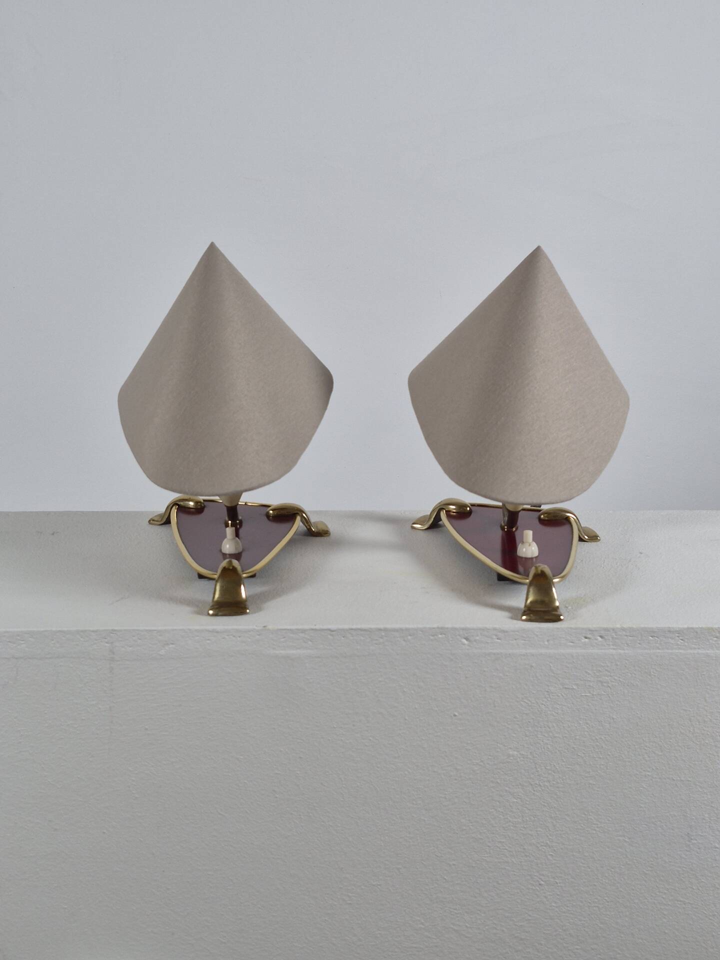 Pair of vintage brass wall or table lamps from the 1950s.