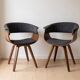 Paire de fauteuils vintage en bois et tissu anthracite