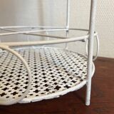 White perforated metal side table