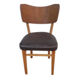 Vintage wooden and leather chair – 1950s