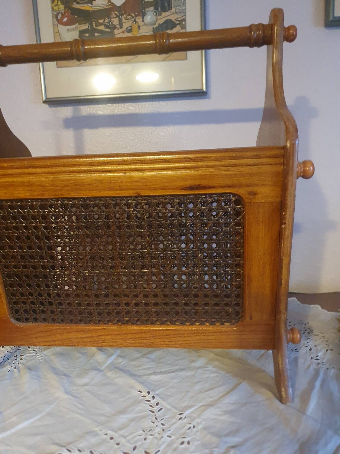 Vintage cane magazine rack