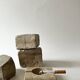 Cendrier bougeoir en travertin, E.Mari pour Fratelli Manelli,design 1970