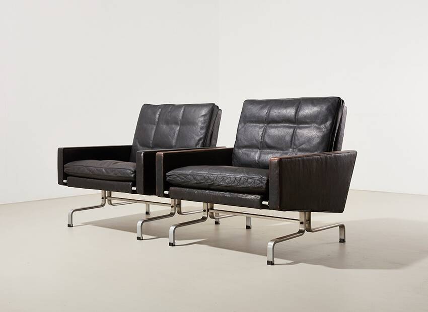 Poul Kjaerholm Early Pair of PK31 Chairs for E. Kold Christensen 1958