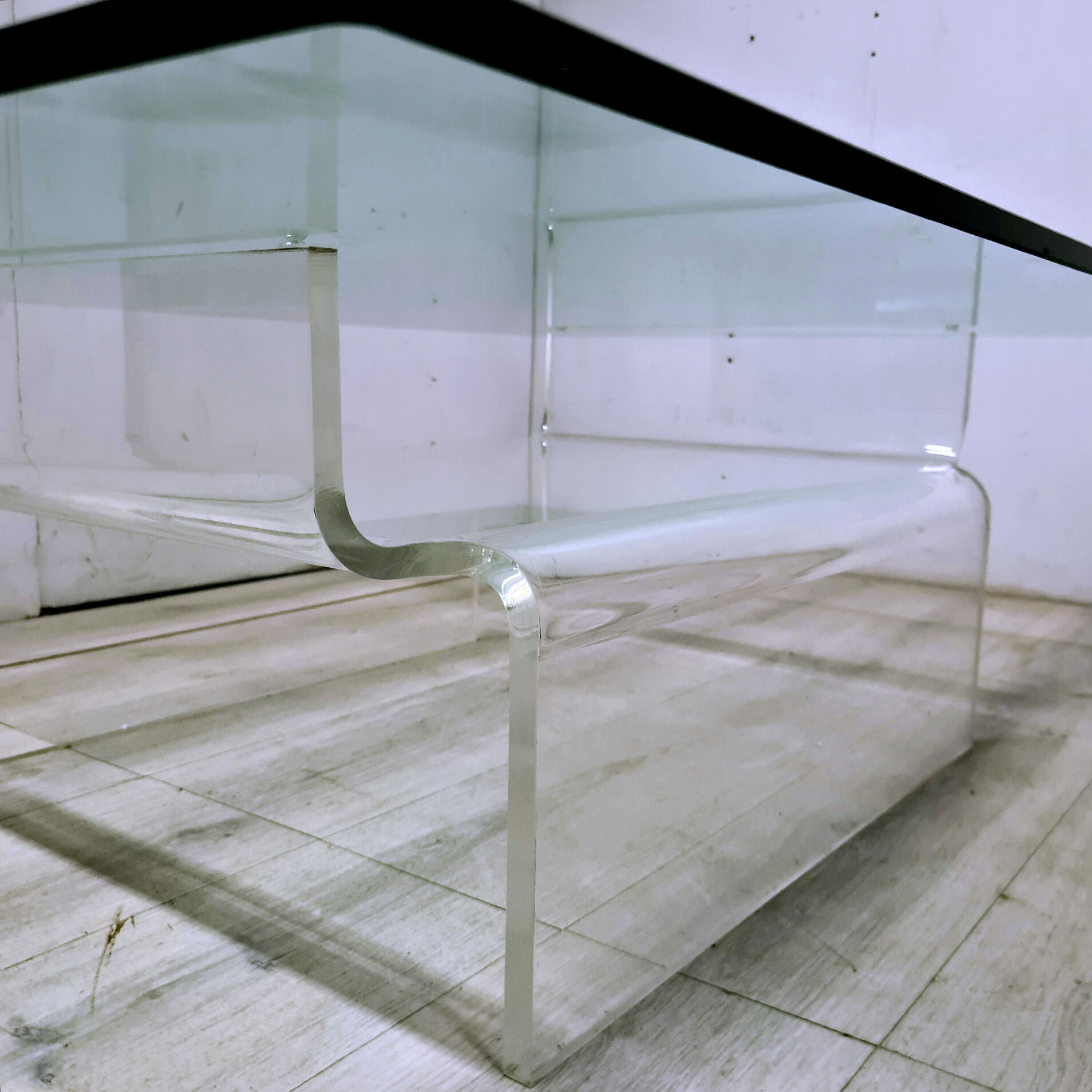Space age lucite and glass coffee table, 1970s