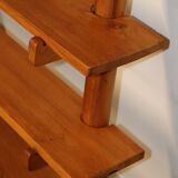 Vintage wall shelf unit in solid elm, 1970s