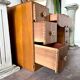 7-drawer wooden dressing table with beveled mirror 1950s