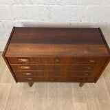 Wide chest of drawers 4 drawers Scandinavian vintage rosewood by A. Ahlström Osakeyhtiö Warkaus, 1960s