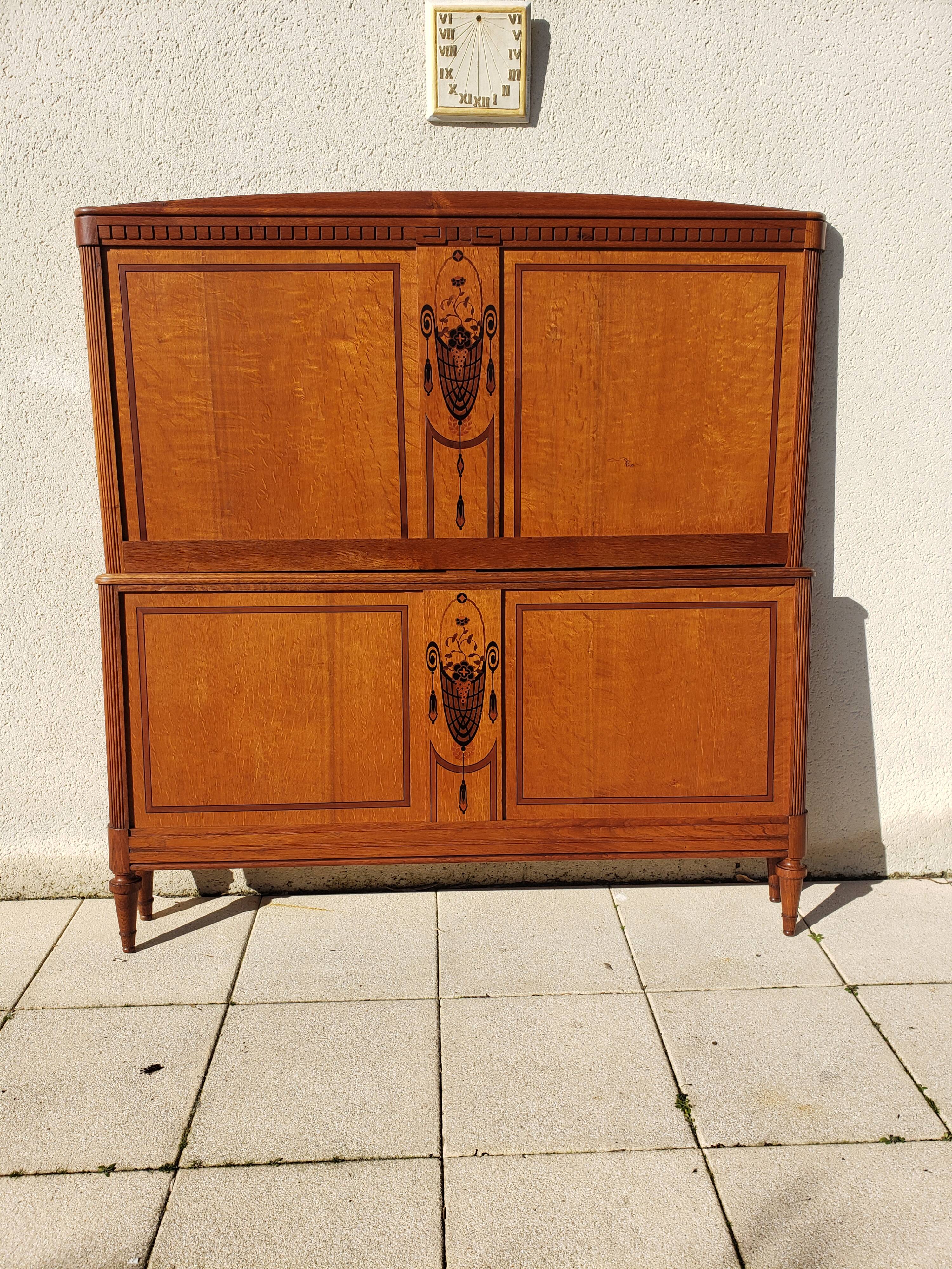 Inlaid headboard and footboard
