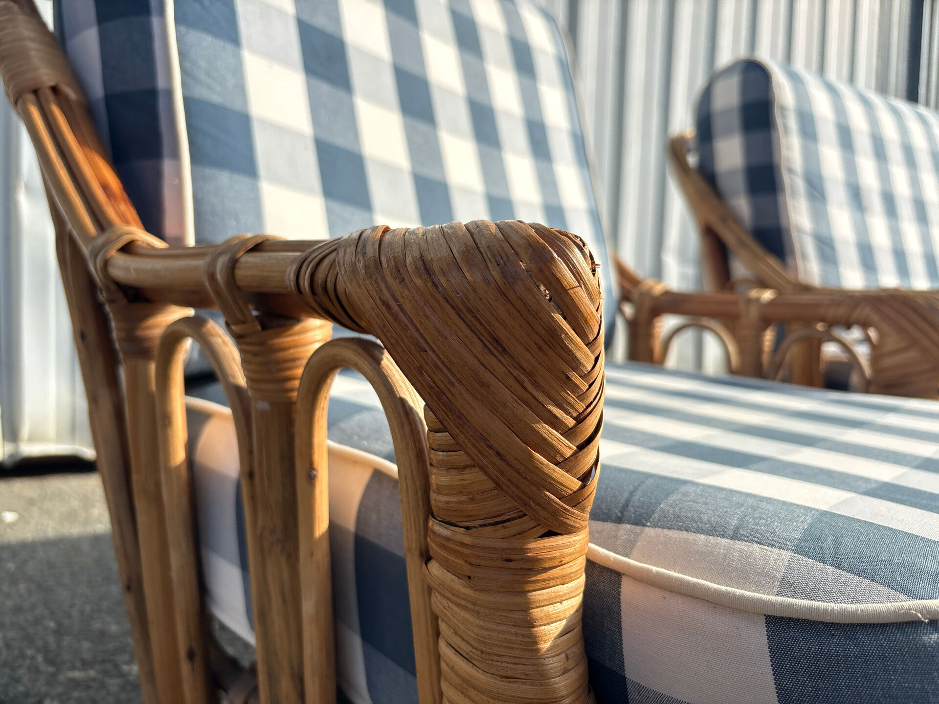 Vintage rattan lounge – sofa and two armchairs – 1960s/70s