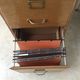 Wooden filing cabinet with 2 drawers - vintage trade furniture 1950