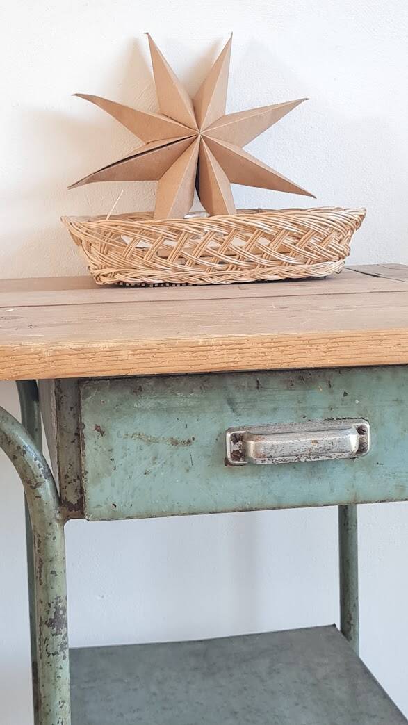 Wood and metal desk circa the 1950s.