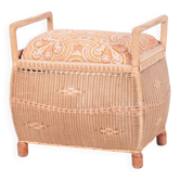 Czech Art Deco Stool in Wood and Hemp, 1940s