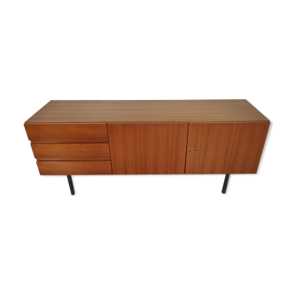 Scandinavian vintage teak and metal long sideboard, 60s