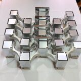 Sciolari, "Cubic" paire grandes appliques chromées, Space Age, Italie 1970