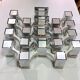 Sciolari, "Cubic" pair of large chrome wall lights, Space Age, Italy 1970