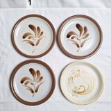 Vintage hand-painted flower stoneware plates