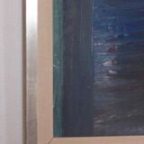 Original mid-century Swedish oil on panel – “City” by Tore Hultcrantz – vintage & framed – 74 × 62 cm (29.1" × 24.4")