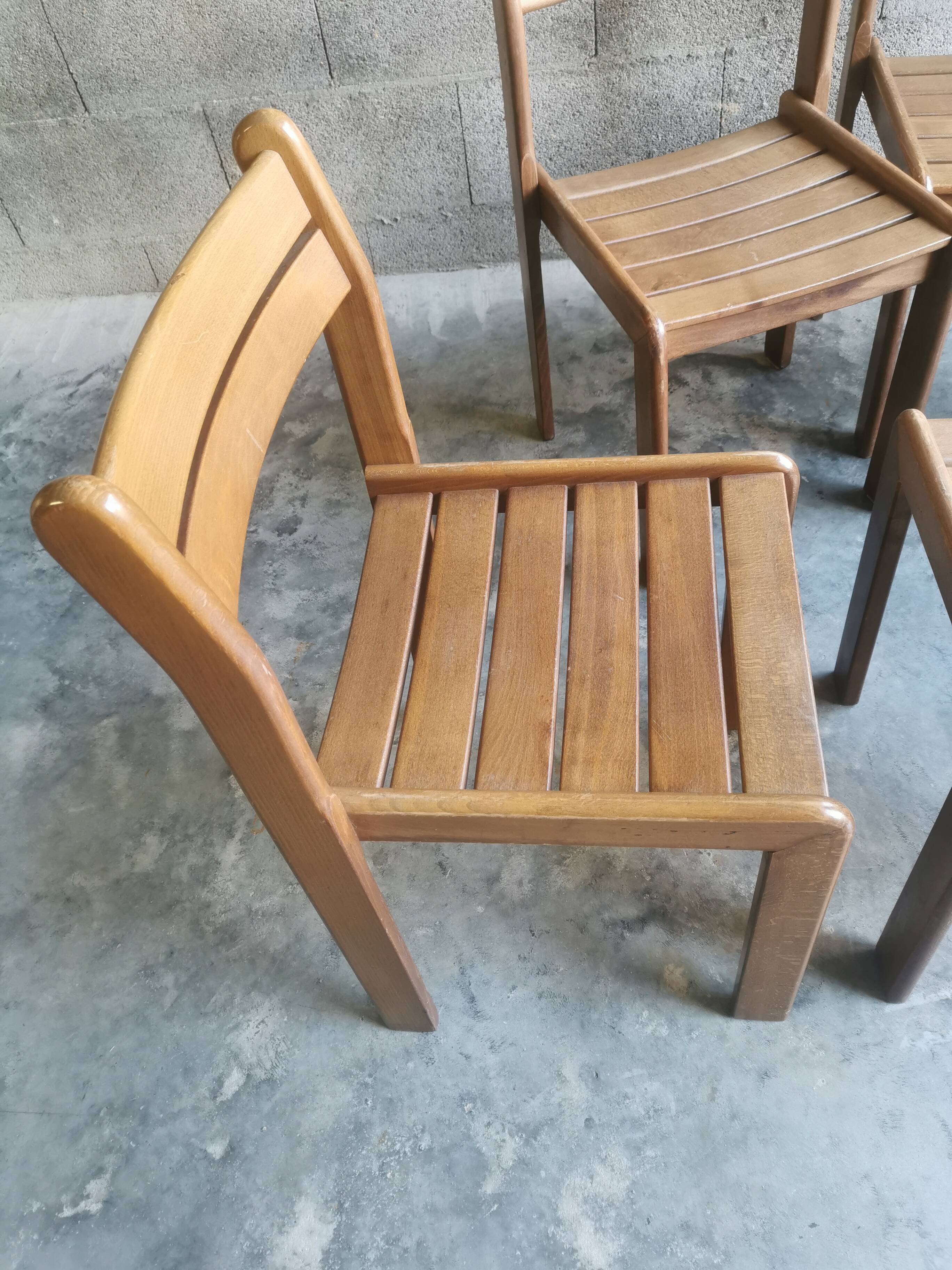 Set of 6 vintage wooden chairs