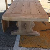 Solid oak monastery table with two extensions