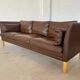 MID CENTURY VINTAGE DANISH MOGENS HANSEN 3 PERSON SOFA IN COCO BROWN LEATHE