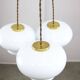 Mid-Century Italian Opaline Glass & Brass Pendant Lamp, set of 3