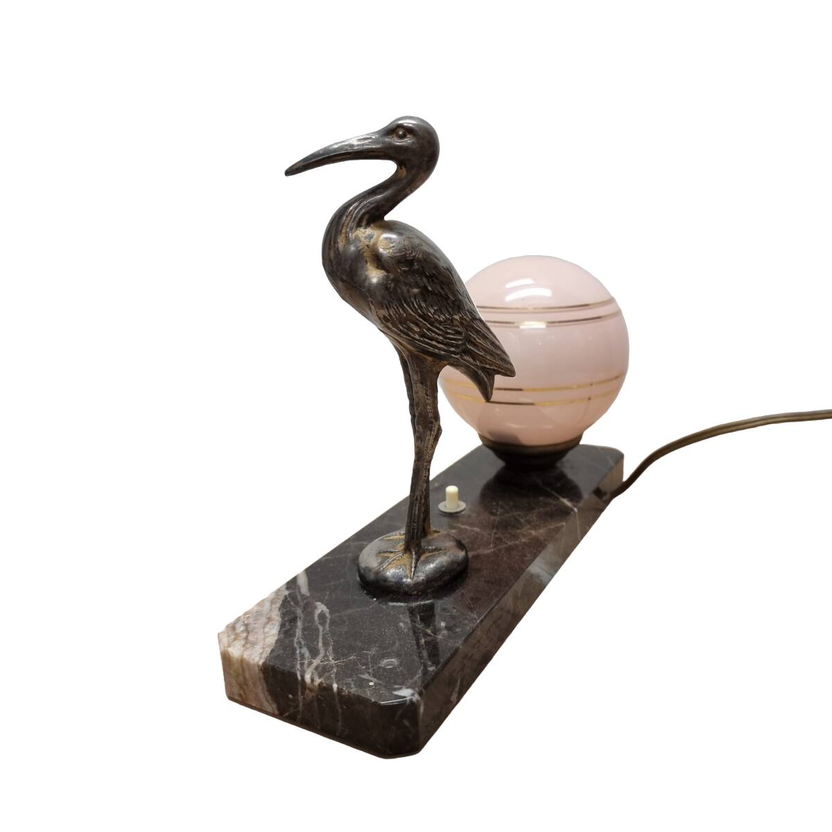 French Art Deco Lamp With A Heron, 1920/30s