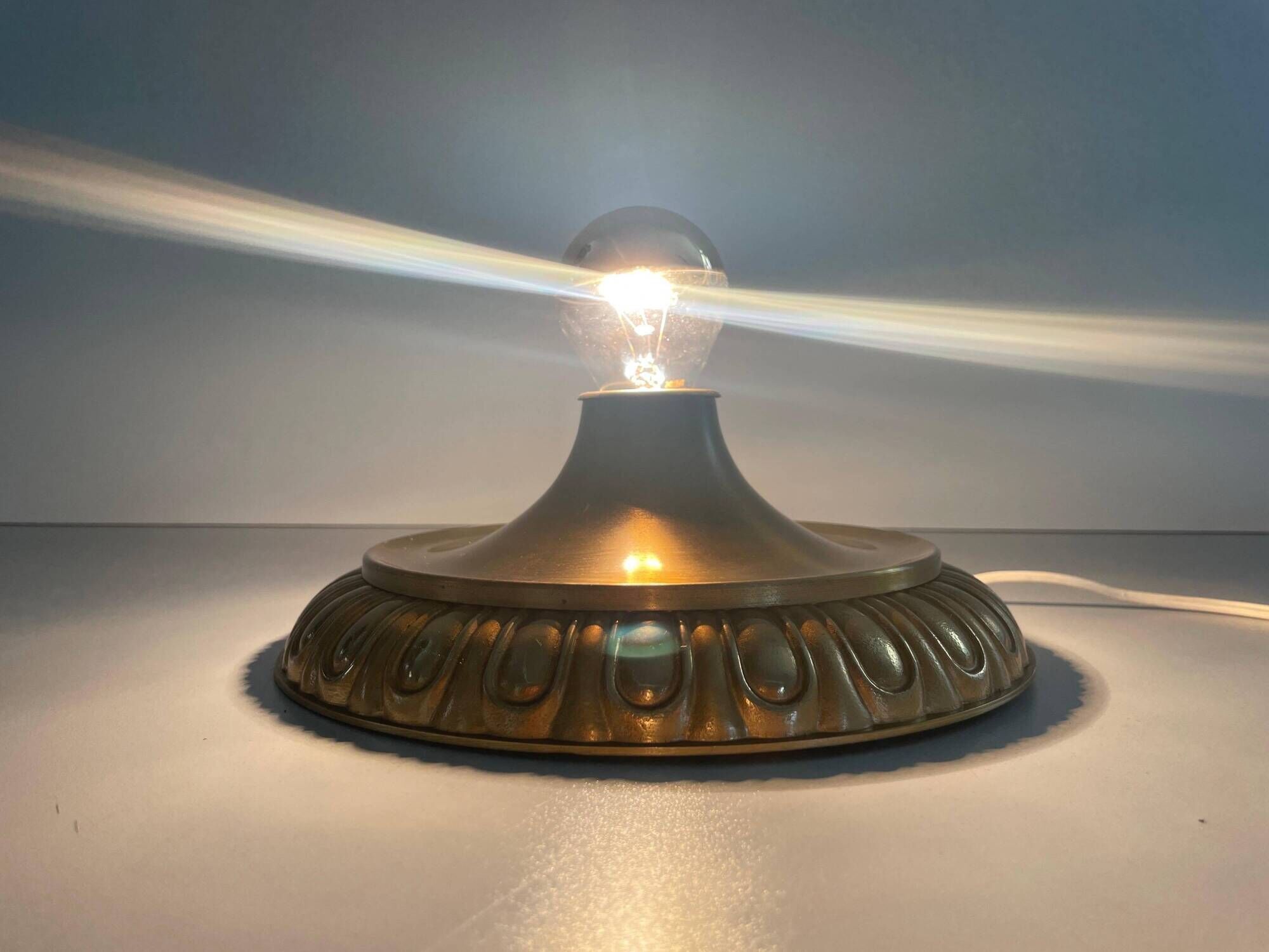 Simple flush lamp in brass, mid-century German design, 1960s, Germany.