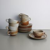 Set of 8 sandstone cups with saucers Sandstone of the Marais