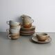 Set of 8 sandstone cups with saucers Sandstone of the Marais