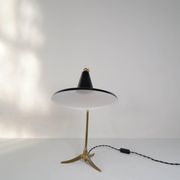 Brass table lamp on a tripod in modern Swedish style, Sweden, 1950.