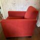 Vintage cubic armchair covered with red fabric