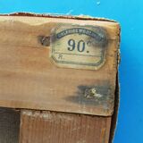 Oil on canvas still life bouquet of artist's signature flowers