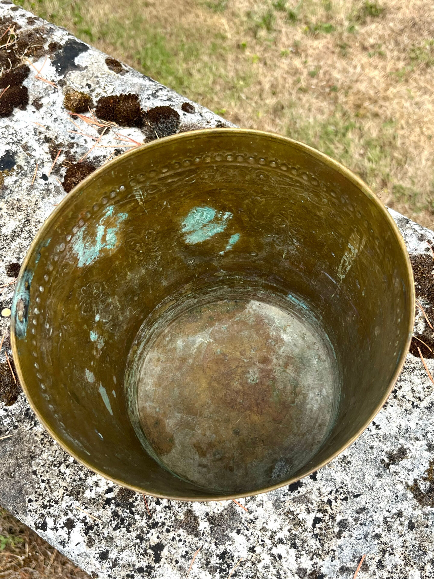 Persian Brass Champagne Bucket, Hand Engraved Ram Head Handles