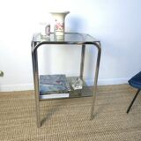 Chrome smoked glass side table