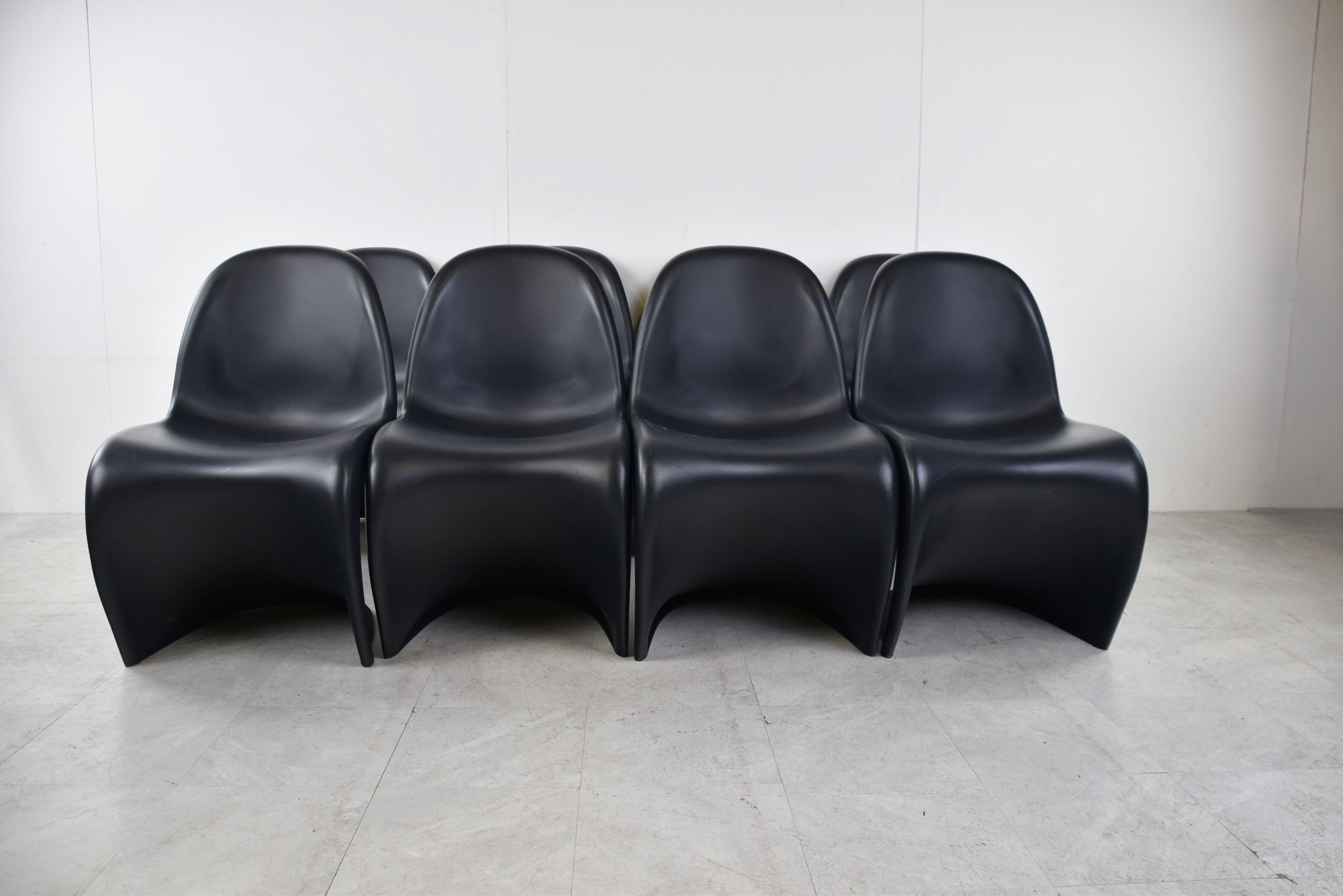 Black panton dining chairs, set of 8