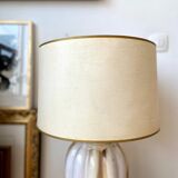 Table lamp in glazed ceramic and beige paper